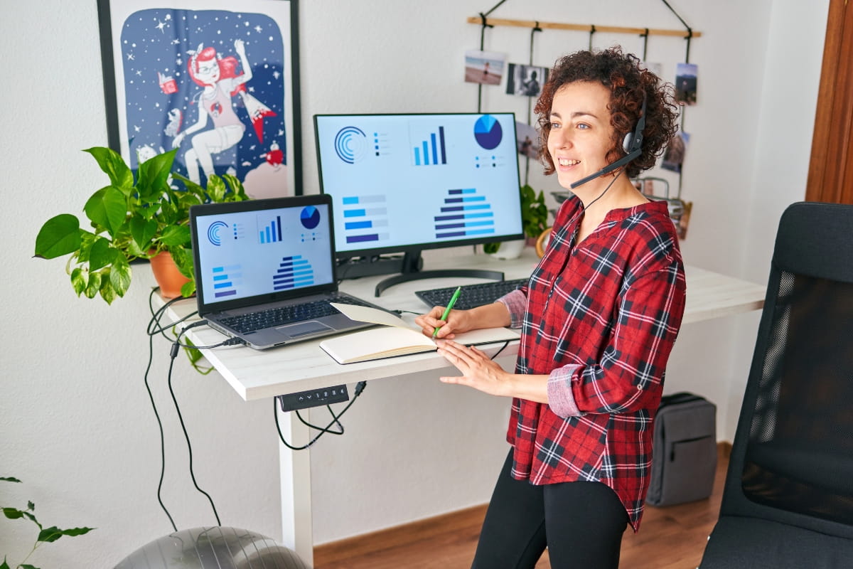 Is Standing Better Than Sitting? Finding the Right Balance at Work 7 Home office setup showing a balance of standing, sitting and movement.