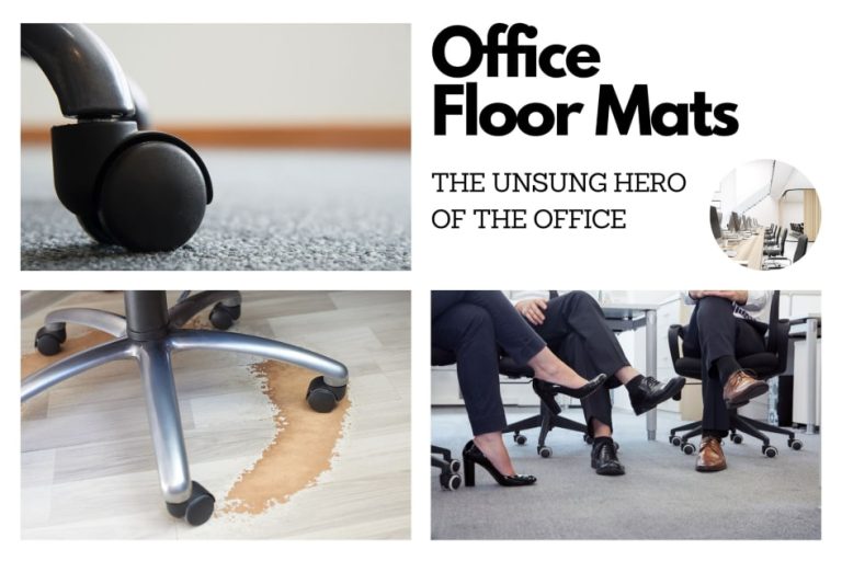 Office chairs with wheels on carpet and damaging hard floors.