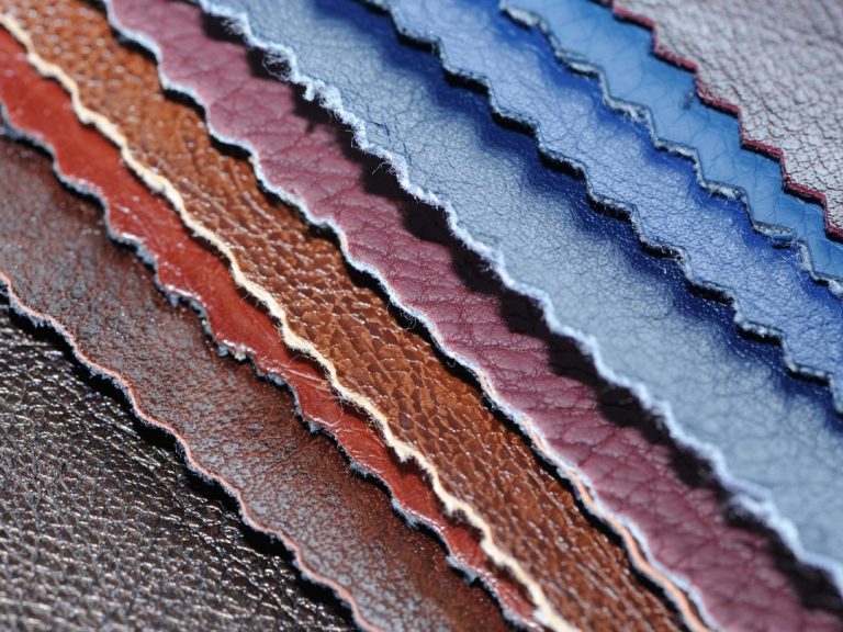 Vinyl material swatches for furniture upholstery.
