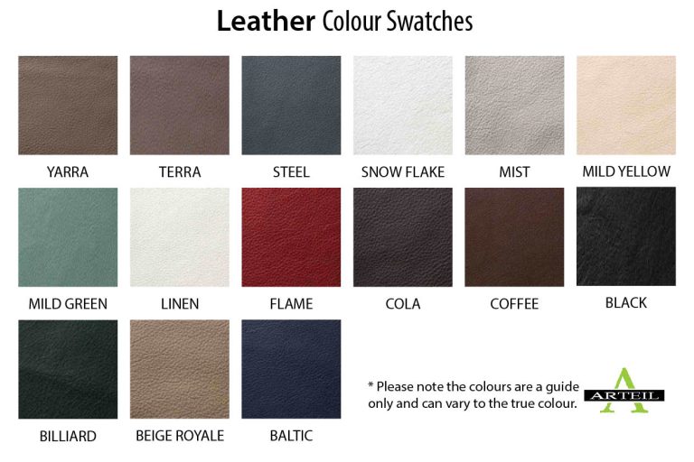 New Victoria Leather colour swatches.