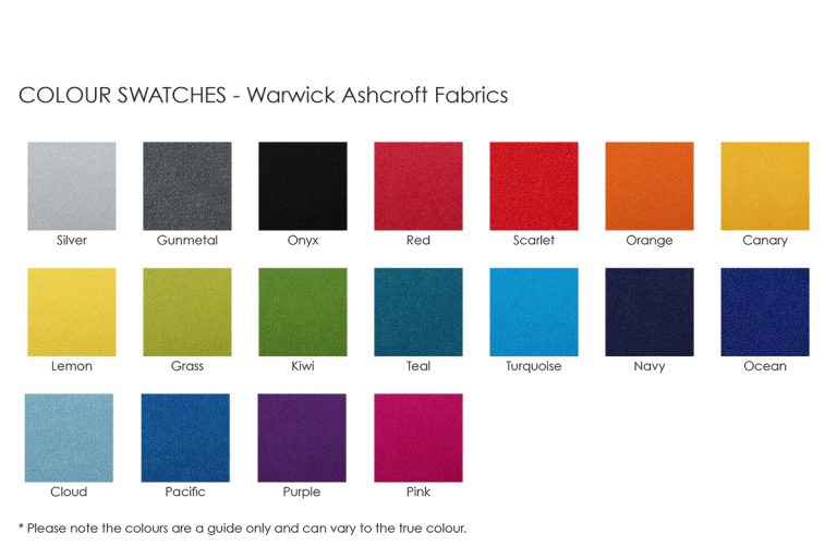 Ashcroft fabric upholstery colour swatches.