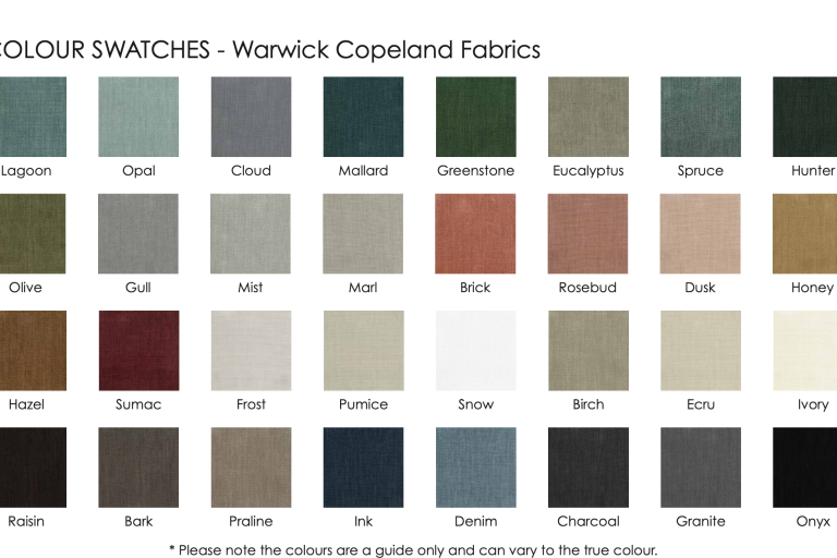 Ashcroft fabric upholstery colour swatches.