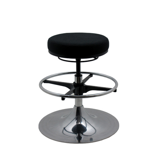 Round top stool with chrome fluted base with foot ring