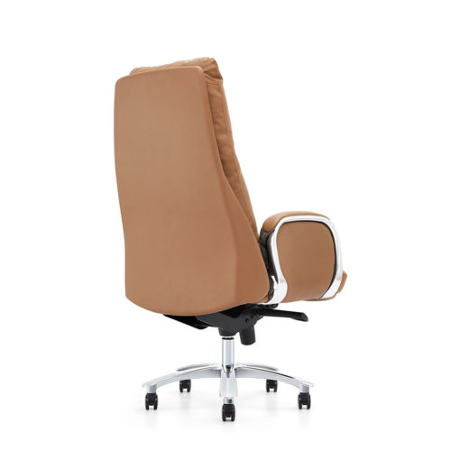 The Regal Executive High Back office chair, upholstered in Black leather. Side view.