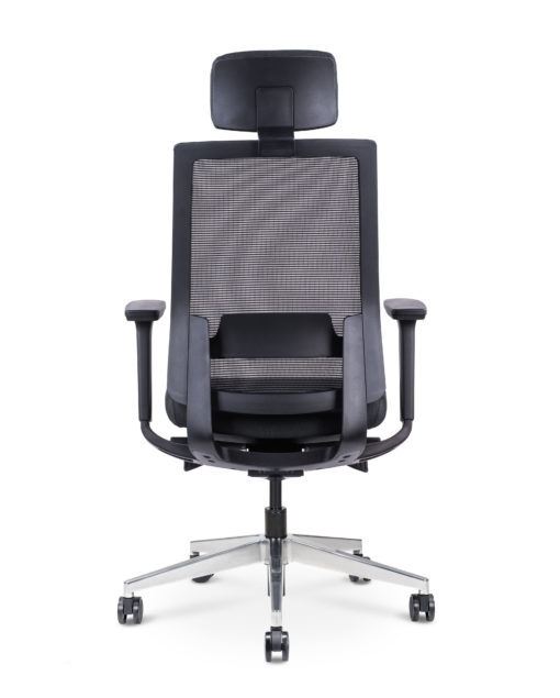 Vix Mesh Chair - Back view - Black frame with charcoal seat