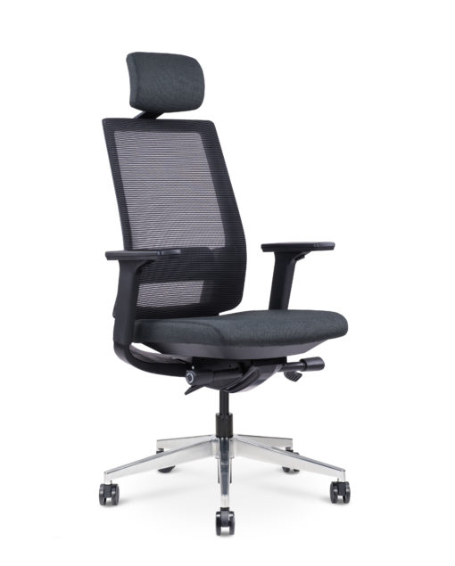 Vix Mesh Chair - Front side view - Black frame with charcoal seat