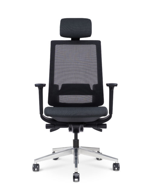 Vix Mesh Chair - Front view - Black frame with charcoal seat