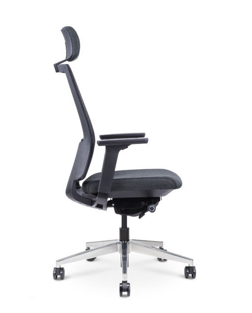 Vix Mesh Chair - Side view - Black frame with charcoal seat