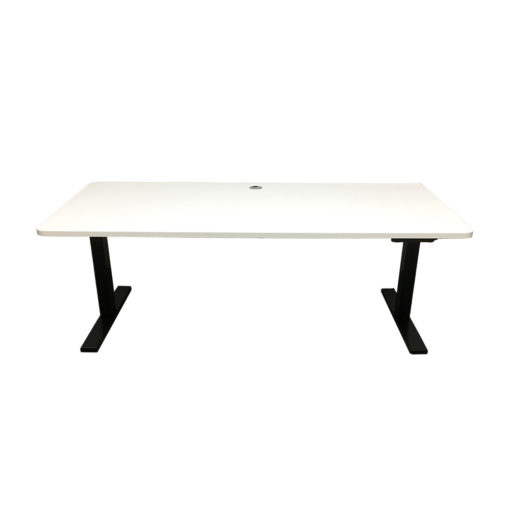 Elevate Sit-Stand Desk - Warm White Desk Top - Black Powder Coat Frame