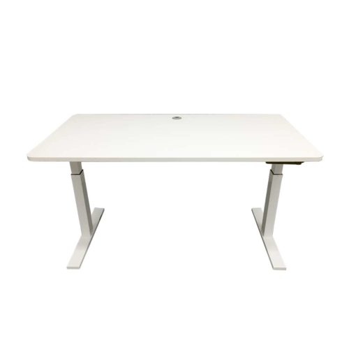 Elevate Sit-Stand Desk - Warm White Desk Top - White Powder Coat