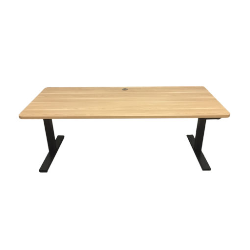 Elevate Sit-Stand Desk - Virginia Walnut Desk Top - Black Powder Coat Frame