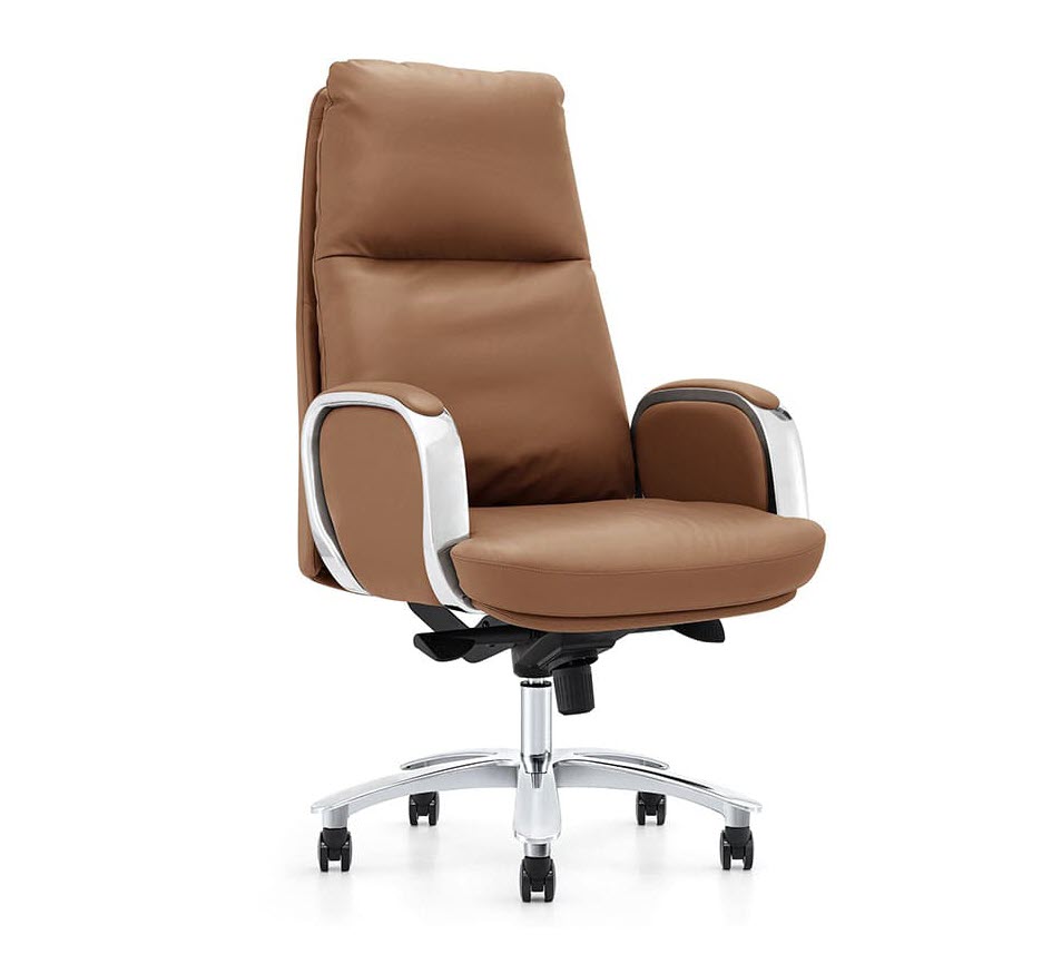 The Regal Executive chair upholstered in tan leather.