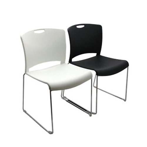 Stacey Stacker cafe chairs in black and white.