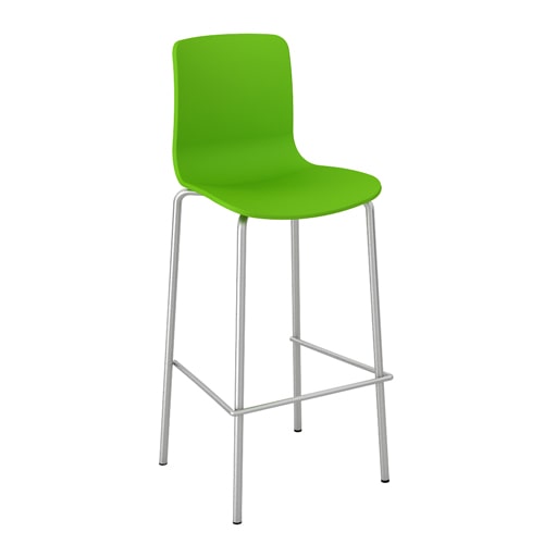 Stella High Stool in green, with chrome steel frame.