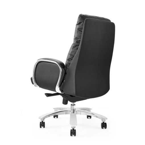 The Regal Executive Low Back office chair, upholstered in Black leather. Back view.