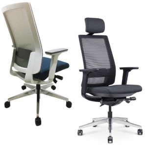 Vix mesh office chairs, white frame and black frame.
